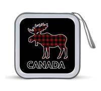 Plaid Moose Animal Silhouette Canada CD Case Holder Portatile 40 Capacità DVD Portafoglio Storage Organizer per Auto Viaggi, Stile:, Taglia unica