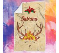 Plaid Natalizio personalizzato con Nome coperta biancheria letto idea regalo