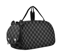 Plaid Nero Bianco Gingham Ragazzo Palestra Duffel Bag con Scomparto Scarpe Grande Capacità Weekend Borsa da Viaggio per Spiaggia Nuoto Borse Piscina Sport bulto de viaje