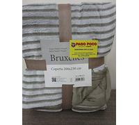 Plaid o Coperta In Morbidissima Microfibra Disegno a RIGHE In Tutte le Misure Colori:Grigio+Beige Novità 2020!!!!! (Beige, 150x210)