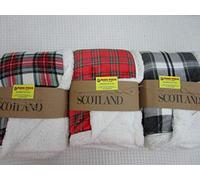 Plaid o Coperta In Morbidissima Microfibra Disegno SCOZZESE Con Retro Agnellato In Tutte le Misure Colori:Rosso+Grigio+Bianco Novità 2022!!!!! (Rosso e Bianco, 150x210)