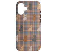 Plaid & Paws: Nero/Marrone/Bianco Scottish Terrier Edition Custodia per iPhone 16