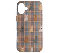Plaid & Paws: Nero/Marrone/Bianco Scottish Terrier Edition Custodia per iPhone 16 Plus