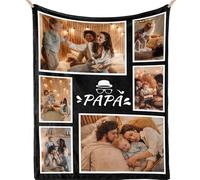 Plaid Personalizzato con Foto - Coperta Personalizzata con Immagini e Testo - Idea Regalo per Coppie, Famiglie, Compleanni e Anniversari -Papa