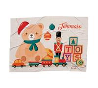 Plaid Personalizzato Natalizio con Orsacchiotto e Nome per Bambini coperta in Pile Idea Regalo Natale Christmas 2023 letto Caldo Divano DecorazionI casa Famiglia Figli Letterina Babbo Natale 70x100cm