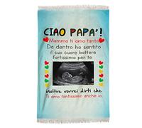 Plaid Personalizzato Papà - Ecografia Neonato PERSONALIZZABILE - Ciao Papà - Mamma ti ama tanto - Bimbo in arrivo - Padre - Amore - Coperta Pile - Casa - Idee Regalo