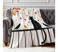 Plaid Pile in Flanella Animali, gatti e uccelli 100 x 130 cm, Coperta Morbida per Letto Singolo e Divano, Coperta Microfibra Calda per Relax Casa