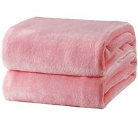 Plaid Pile Set 2 Pezzi Coperta in Caldo Morbido Invernale Tinta Unita Nero Rosa