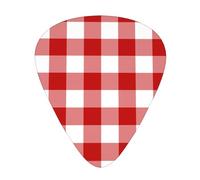 Plaid rosso e bianco,12 pezzi di plettri per chitarra, 3 plettri di diverso spessore per chitarra acustica, basso, ukulele