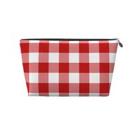 Plaid rosso e bianco, Borsa da toilette Borsa per trucco Borsa per cosmetici Borsa da toilette da viaggio portatile