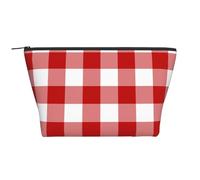 Plaid rosso e bianco, Borsa da toilette Borsa per trucco Borsa per cosmetici Borsa da toilette da viaggio portatile