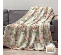 Plaid Sherpa BLOOM soffice coperta floreale rosa 130x160 con borsa