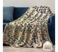 Plaid Sherpa ODIL soffice coperta Foliage 130x160 con borsa