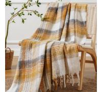 Plaid SWEET Mohair effect soffice coperta ocra 130x160 con borsa