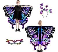 plainshe Ali di farfalla per ragazze, ala da fata su entrambi i lati, costume da farfalla per bambini per Halloween (Doppio Lato 7)