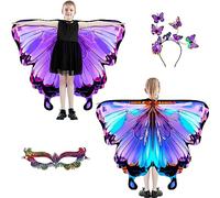 plainshe Ali di farfalla per ragazze, ala da fata su entrambi i lati, costume da farfalla per bambini per Halloween (Doppio Lato 14)