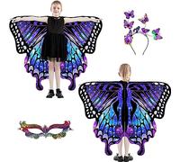 plainshe Ali di farfalla per ragazze, ala da fata su entrambi i lati, costume da farfalla per bambini per Halloween (Doppio Lato 16)