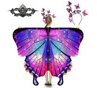 plainshe Set di 3 mantelli a farfalla per ragazze, per Halloween, ali delle fate dei bambini, con farfalle, #024, Taglia unica