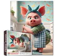 Plaintive Pig Scrub Toilet Puzzle 1000 pezzi per adulti animali puliti WC bagno finestra puzzle intellettuale decompressione divertente gioco famiglia migliore per la famiglia gioco collezione gioco