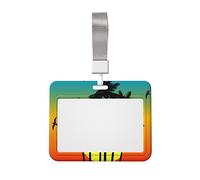 Plam Tree Tropical Island at Sunset porta badge con cordino, clip di protezione per documenti d'identità, grazioso porta carte d'identità, per infermiere, dottori, insegnanti