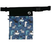 Plan B, Marsupio da Cintura Laterale, Cani, 27 x 20 cm, con Cintura Regolabile e 2 Tasche, Blu con Disegni