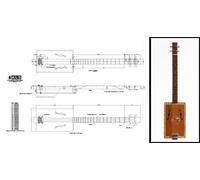 Plan of a 4 corde Acoustic Cigar Box Chitarra - Stampa su scala completa