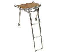Plancetta di poppa con scaletta per barca cm 45x39 acciaio inox e Iroko