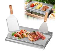 Plancha, set di piastre per barbecue, in acciaio inox, 58 x 40 cm, universale, accessorio per barbecue e barbecue da esterno
