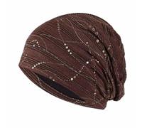 Plancholo Copricapo da donna in pizzo per chemioterapia, con paillettes, Marrone, Taglia unica
