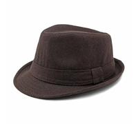 Plancholo Trilby Cappello in feltro di lana Fedora uomo/donna Panama cappello invernale, Marrone, Taglia unica