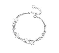 PlandleLee 2 in 1 Bracciale Donna Argento 925 Catena Stella Braccialetto, Tre Vite Tre Mondi, Bracciali Amicizia, Gioielli, Regolabile, Regalo Mamma Amica Compleanno