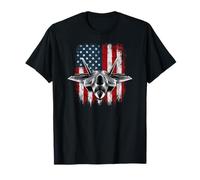Plane Fighter Jet War Combat Airplane Pilot US Flag Maglietta