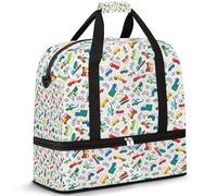 Planes Trucks - Borsone da viaggio per donne e uomini, treni, per il fine settimana, pieghevole, separato dal bagnato, 47 l, per sport, palestra, yoga, Colore, 47 L, Organizer per borse