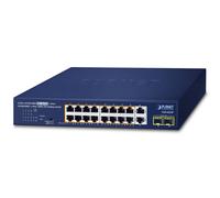 PLANET 16-Port 10/100/1000T 802.3at Non gestito Gigabit Ethernet (10/100/1000) Supporto Power over Ethernet (PoE) Blu