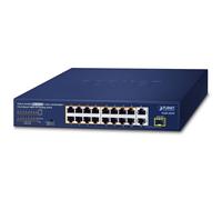 PLANET 16-Port 10/100TX 802.3at PoE Non gestito Fast Ethernet (10/100) Supporto Power over Ethernet (PoE) 1U Blu