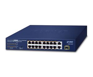 PLANET 16-Port 10/100TX 802.3at PoE Non gestito Fast Ethernet (10/100) Supporto Power over Ethernet (PoE) 1U Blu