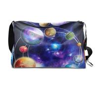 Planet - Borsone in pelle per uomo, donna, ragazzi, ragazze, universo, galassia, pianeta, fine settimana, sport, palestra, borsa da viaggio, borsa a tracolla singola, Colore, 18.5L, Organizer per