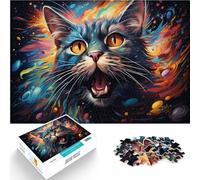 Planet Cat Puzzle da 1000 pezzi per adulti divertenti giochi per alleviare lo stress vacanze a casa tempo ammazzato, adatto per ragazzi dai 14 anni in su, 26 x 38 cm