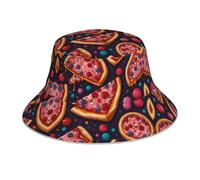 Planet Color Pink Pizza stampato double-face cappello da pescatore, cappello da sole unisex per alpinismo all'aperto, pieghevole, da viaggio, spiaggia, pesca, cappello da sole