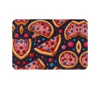 Planet Color - Tappetino di benvenuto con stampa pizza, 40,6 x 61 cm, assorbente per porta del bagno e della cucina