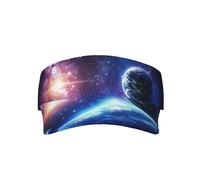 Planet Earth Shines in the Background Print Adult Sunscreen Visor Cap Sun Hat Cap Sport Visor Hat Vuoto Top Baseball Cap per Uomo Donna Unisex Nero