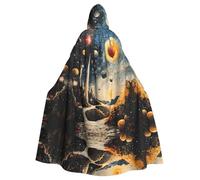 Planet GroundHalloween stampato mantello con cappuccio adulto partito accappatoio mascherata e gioco di ruolo. Mantello da mago di carnevale
