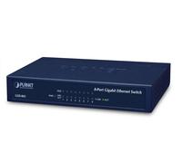 PLANET GSD-803 Gigabit Ethernet [10/100/1000] Blu (8-P 10/100/1000Mbps Gigabit - Ethernet Switch [External - Power] - Metal Cas NEW