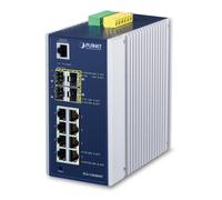 PLANET IGS-12040MT switch di rete Gestito L2+ Gigabit Ethernet [10/100/1000] Blu, Bianco (IP30 Industrial 8* 1000TP - 4 100/1000F SFP Full Managed Switch [-40 to 75 degree C, 2*DI, 2*DO, 12V-72VDC IN]