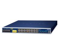 Planet IGS-6325-24UP4X IP30 19" Rack Mountable Industrial L3 Managed PoE Switch, 24-Port 10/100/1000T 95W 802.3bt PoE + 4-Port 10G SFP+ (-40 to 75 C, fanless design, 1440W PoE budget, 802.3bt/UPoE/For