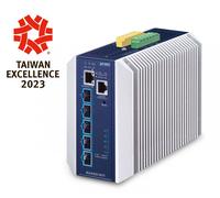 PLANET Industrial Layer 3 5-Port Gestito L3 10G Ethernet (100/1000/10000) Alluminio, Blu