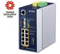Switch di rete PLANET IP30 DIN-rail Industrial L3 8P Gestito Gigabit Ethernet (10/100/1000) Alluminio, Blu [IGS-6325-8UP2S2X]