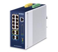 PLANET IP30 DIN-rail Industrial L3 Gestito Gigabit Ethernet (10/100/1000) Supporto Power over Ethernet (PoE) Blu, Grigio