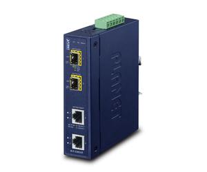 PLANET IP30 Industrial 2-port convertitore multimediale di rete Blu