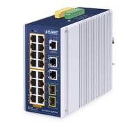 PLANET IP30 Industrial L2/L4 16-Port Gestito L2/L4 Gigabit Ethernet (10/100/1000) Supporto Power over Ethernet (PoE) Alluminio,